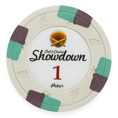 Playzaic 13.5-gram Showdown Professional Poker Chips (50-Pack) Heavy Clay Composite Set - Bulk Casino Chips with Denominations for Texas Holdem, Blackjack - Betting Game Accessories ($1 White)