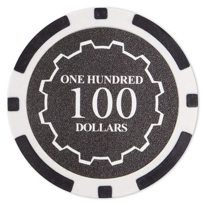 Playzaic 14-gram Eclipse Poker Chips (50-Pack) Heavy Clay Composite Set - Bulk Casino Chips with Denominations for Texas Holdem, Blackjack - Betting Game Accessories ($100 Black)