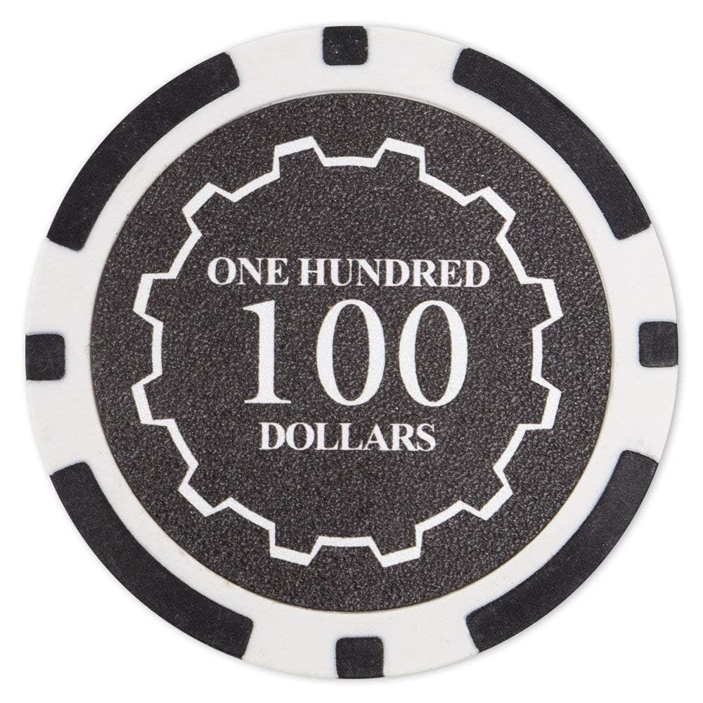 Playzaic 14-gram Eclipse Poker Chips (50-Pack) Heavy Clay Composite Set - Bulk Casino Chips with Denominations for Texas Holdem, Blackjack - Betting Game Accessories ($100 Black)
