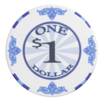 Playzaic 10-gram Scroll Premium Poker Chips (50-Pack) Casino Ceramic Set - Bulk Casino Chips with Denominations for Texas Holdem, Blackjack - Betting Game Accessories ($1 White)