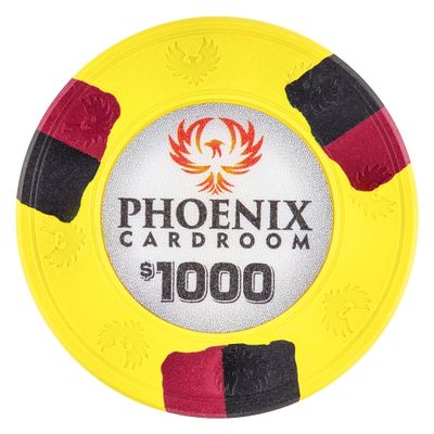 Playzaic 10-gram Phoenix Professional Poker Chips (50-Pack) Real Clay Set - Bulk Casino Chips with Denominations for Texas Holdem, Blackjack - Betting Game Accessories ($1,000 Yellow)