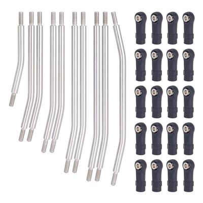 10Pcs Stainless Steel Links Rod Set with Ball End 313mm 324mm Wheelbase Compatible with 1 10 Scale RC Crawler Car Upgrade Parts Fits 90046 and Similar Models(324mm)