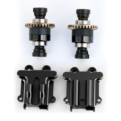 BENMAZ Aluminium RC Front Rear Gearbox & 2Pcs Gears Set Upgrades for Arrma 1/14 Mojave1/18 2S Granite Grom Typhon Grom (Black)