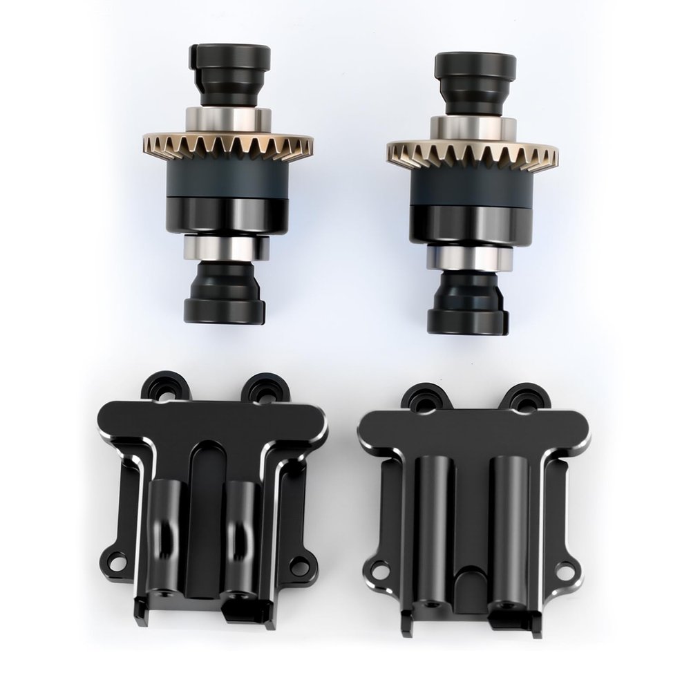 BENMAZ Aluminium RC Front Rear Gearbox & 2Pcs Gears Set Upgrades for Arrma 1/14 Mojave1/18 2S Granite Grom Typhon Grom (Black)