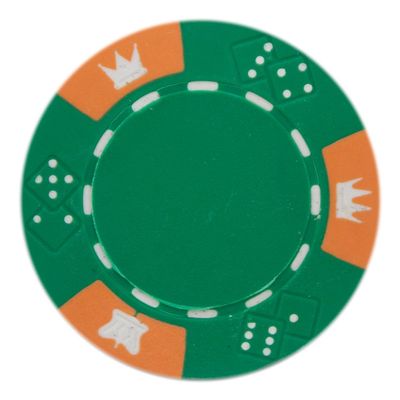 Playzaic 14-gram Crown & Dice Premium Poker Chips (50-Pack) Heavy Clay Composite Set - Bulk Blank Casino Chips - No Denominations for Texas Holdem, Blackjack - Betting Game Accessories (Green)