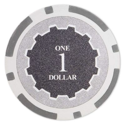 Playzaic 14-gram Eclipse Poker Chips (50-Pack) Heavy Clay Composite Set - Bulk Casino Chips with Denominations for Texas Holdem, Blackjack - Betting Game Accessories ($1 White)