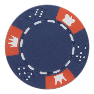 Playzaic 14-gram Crown & Dice Premium Poker Chips (50-Pack) Heavy Clay Composite Set - Bulk Blank Casino Chips - No Denominations for Texas Holdem, Blackjack - Betting Game Accessories (Blue)