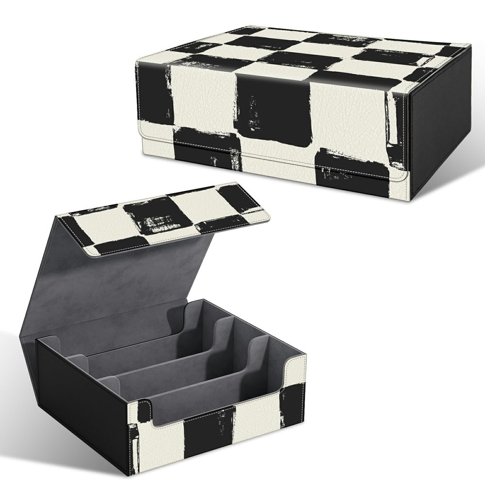 SROJDHFJB Trading Card Storage Box for MTG Commander Storage Box Holds 1800+ Cards, Checkerboard Pattern Waterproof Card Organizer Case with Magnetic Closure Collector Gift for Kids & Adults