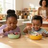 Monkey Proof Non-Toxic Stainless Steel Child Bowl 5 with Non-Slip Grooved Silicone Shell, (Set of 4 bowls) Unbreakable, Mess Free Feeding for Babies, Toddlers, Kids, BPA free (Garden Party Grooved) view 2