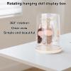 360 Rotating Display Case, 11.42x8.66 Inch Plastic Transparent Doll Display Case for Figure Collectibles Dust-Proof Storage Holder Box for Hanging Keychains & 17cm Dolls view 3