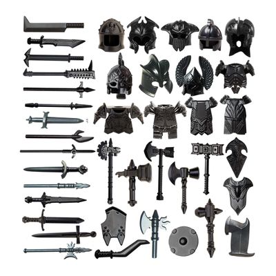 XMBRICDIYY Medieval Weapon Pack Military Weapon Medieval Helmets, Armors Bricks, Military Soldier Weapons Accessories Pack Kits, DIY Assembly Building Blocks - (40PCS