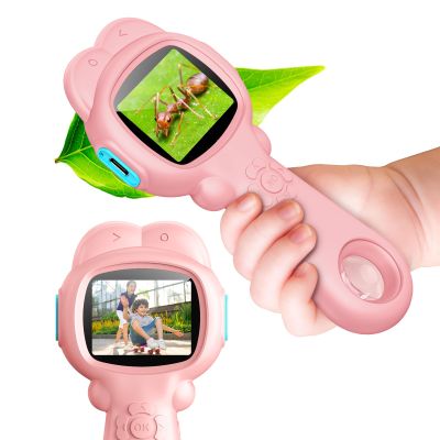 2-in-1 Kids Microscope Camera with Dual Lens-Photo & Video Pocket Microscope AUKCLAX Digital Microscopes for 3+ 4 5 6 7 8 9 10 11 12 Year Old STEM Educational Science Kit Toys for Kids Gifts(Pink)