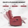 Rocker Recliner Chairs, 360 Swivel Rocking Recliner Chair for Adults,Glider Rocker Recliners, Small Recliners with Vibration Massage and Heat for Living Room (Red) view 3
