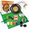 IIDEA 5 in 1 Professional Roulette Wheel Set, 10-inch Gambling Wheel, with 100 Chips, 3 Different Game Table Mats, Rake and Ball, Casino Games Suitable for Roulette and Texas Hold'em view 1