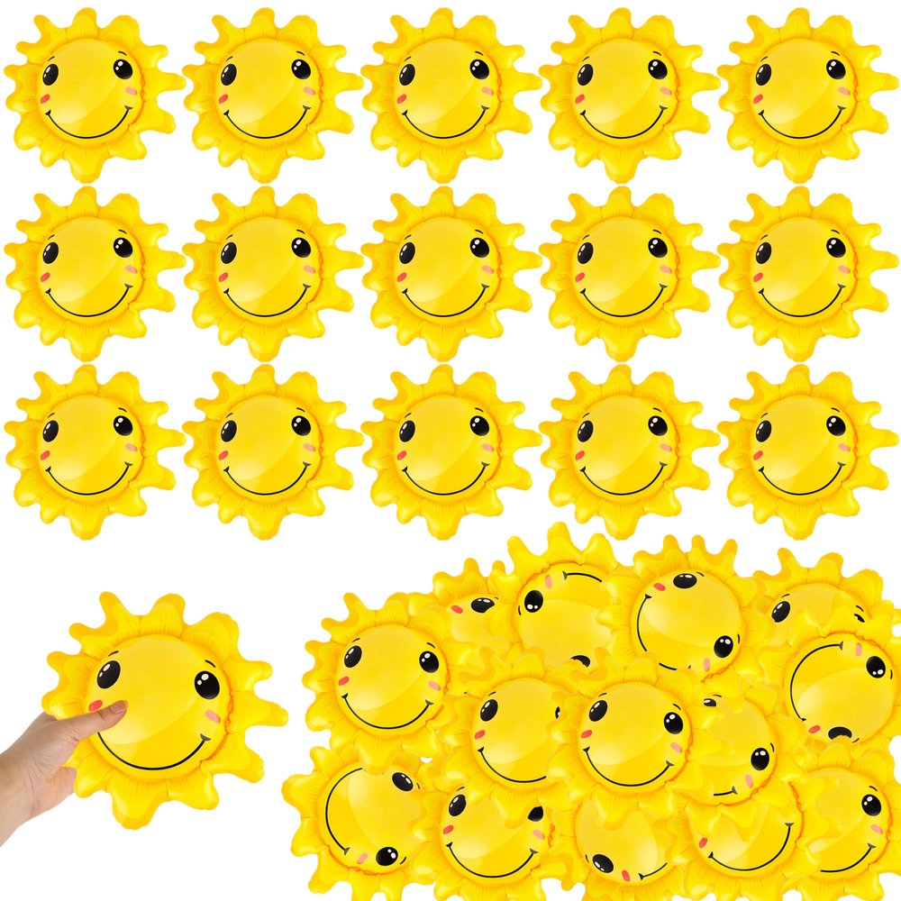 36 Pack 5.5 inch Inflatable Sun Beach Balls Sun Shaped Mini Beach Ball Pool Balls for Kids Summer Pool Games Birthday Pool Party Supplies