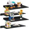 4 Pack Display Shelves for Building Bricks, Display Case Compatible with Brick Building Baseplate, Metal Floating Magnetic Display Cabinet Wall Mounted, Works with Major Building Blocks (Black4-Pack) view 1