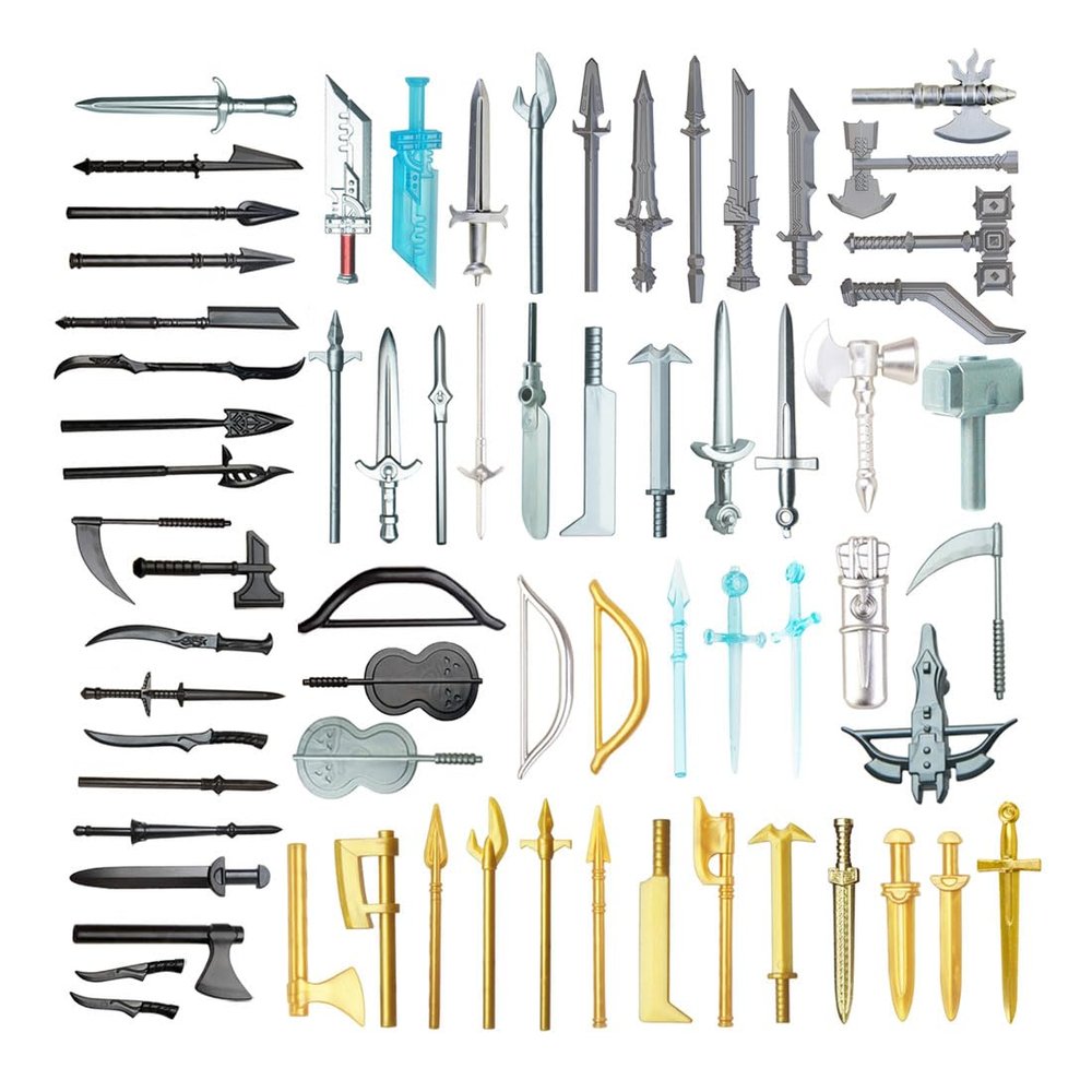 XMBRICDIYY Medieval Weapon Pack Military Weapon Medieval Helmets, Armors Bricks, Military Soldier Weapons Accessories Pack Kits, DIY Assembly Building Blocks - (65PCS