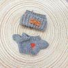 Clothes for Labubu 3-Piece Heart Embroidery Set - Soft Knit,Cozy Style with Hat,Sweater & Crossbody Bag,Perfect for 17cm Dolls(No Doll) (Grey) view 2
