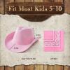 SeptCity Kids Cowboy Hat and Bandana for Age 5-10, Cowgirl Costume Set for Boys and Girls (Pink) view 2
