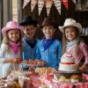 SeptCity Kids Cowboy Hat and Bandana for Age 5-10, Cowgirl Costume Set for Boys and Girls (Pink) view 3