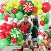 104pcs Whimsical Christmas Balloon Garland Arch Kit with Giant Candy Cane & Swirl Lollipops Foil Balloons, 18/12/10/5 Inch Lime Green Red Polka Dot Latex for Holiday Funny Monster Party Decorations view 3