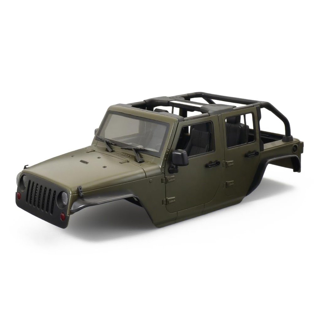 1/10 RC Jeep Wrangler Convertible Hard Shell Kit, for 1/10 RC Crawler TRX4 Axial SCX10 90046 90027 313 Wheelbase Shell Modification Accessories (Military Green)