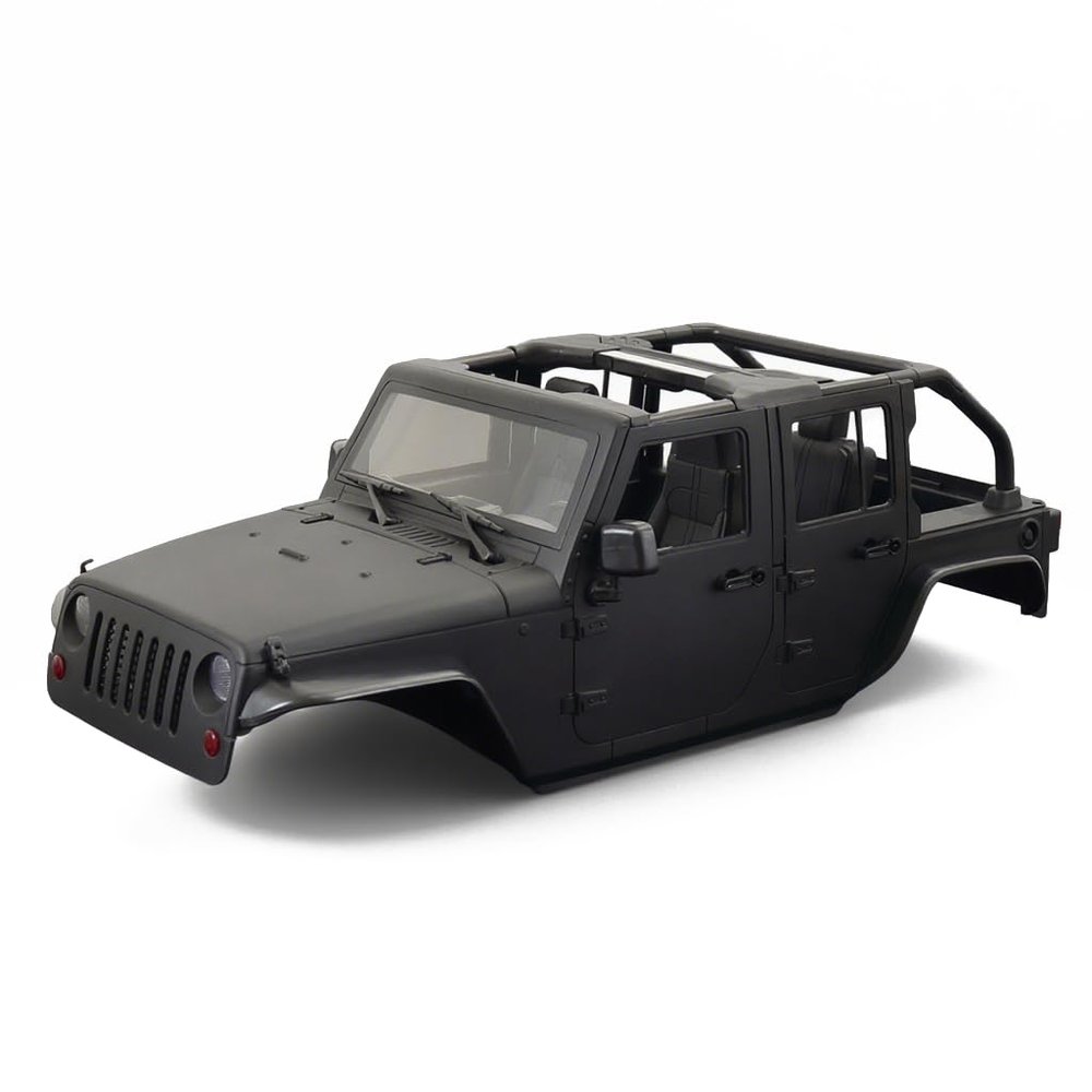 1/10 RC Jeep Wrangler Convertible Hard Shell Kit, for 1/10 RC Crawler TRX4 Axial SCX10 90046 90027 313 Wheelbase Shell Modification Accessories (Matte Black)