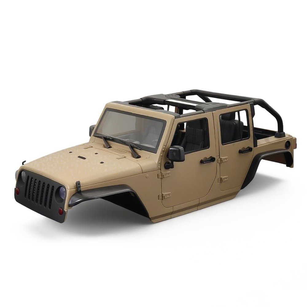 1/10 RC Jeep Wrangler Convertible Hard Shell Kit, for 1/10 RC Crawler TRX4 Axial SCX10 90046 90027 313 Wheelbase Shell Modification Accessories (Khaki)