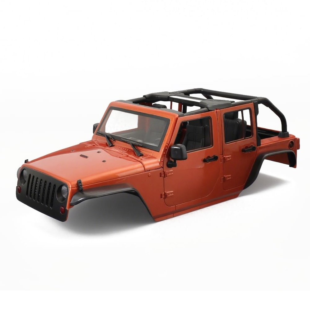 1/10 RC Jeep Wrangler Convertible Hard Shell Kit, for 1/10 RC Crawler TRX4 Axial SCX10 90046 90027 313 Wheelbase Shell Modification Accessories (Orange)