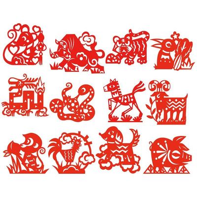12/30/82PCS Chinese Paper Cutting Kit, Red Paper Art Crafts Kits for Window Decoration Spring Festival Celebration Activity