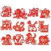 12/30/82PCS Chinese Paper Cutting Kit, Red Paper Art Crafts Kits for Window Decoration Spring Festival Celebration Activity view 1