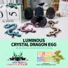2026 Easter Gifts for Kids 3D Printed Dragon Egg Glow in The Dark,Cool Crystal Dragon Toys, 3D Print Dinosaur Fidget Toys Gift for Kids, Dino Eggs Desk Decor, Home Decor(Luminous Black Green view 3