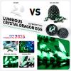 2026 Easter Gifts for Kids 3D Printed Dragon Egg Glow in The Dark,Cool Crystal Dragon Toys, 3D Print Dinosaur Fidget Toys Gift for Kids, Dino Eggs Desk Decor, Home Decor(Luminous Black Green view 4