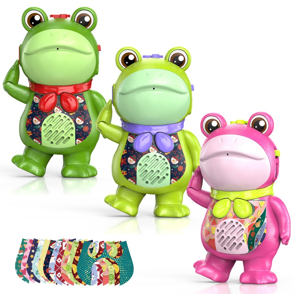 Inspireyes Walkie Talkies for Kids Rechargable 3 Pack,Cute Saluting Frog Toy,Toddler Playset Indoor Outdoor Toy with Stickers, Birthday Gift for 3 4 5 6 7 8 Year Old Girls Boys