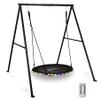 440lbs Swing Set for Backyard with 40 inch LED Saucer Swing and Heavy-Duty A-Frame Metal Stand, Swing Set Outdoor for Kids view 1