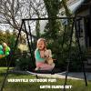 440lbs Swing Set for Backyard with 40 inch LED Saucer Swing and Heavy-Duty A-Frame Metal Stand, Swing Set Outdoor for Kids view 4