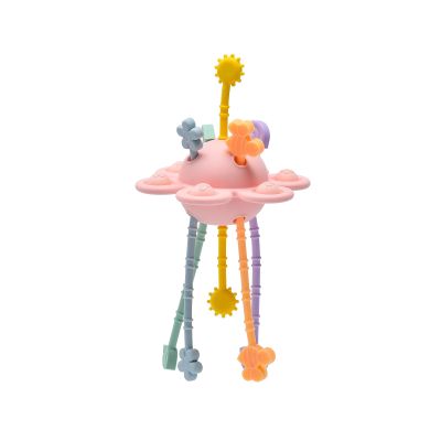 Montessori Sensory Toys for Babies,Silicone Teething Toys Pull String Baby Toy 18 Months (Pink)