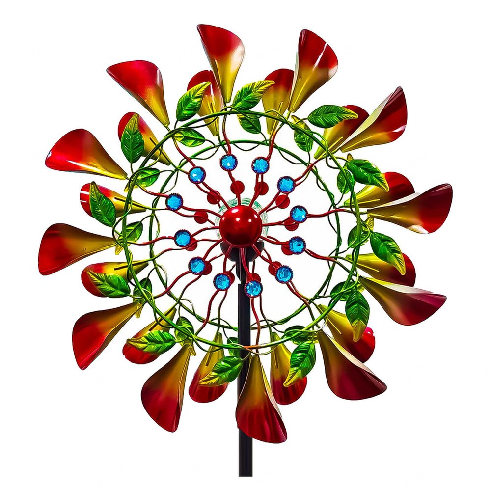 83in Wind Spinners Windspinner Multi-Color Led Lighting Solar Powered Glass Ball Solar Wind Spinners