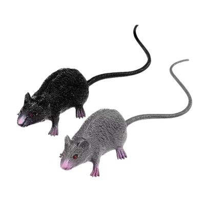 2Pcs Plastic Halloween Rat, Realistic Fake Mouse for Party Decorations, Creepy Prank Props, Spooky April Fool's Day Trick, Lifelike Mice Figures for Party and House Decor, Decorations (Black + Grey)