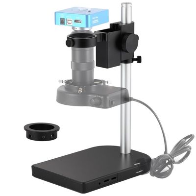 Adjustable Microscope Bracket with Dual Lens Rings 1.97/1.57 in, Table Stand Platform, Solid Aluminum Frame for Industrial Camera Use