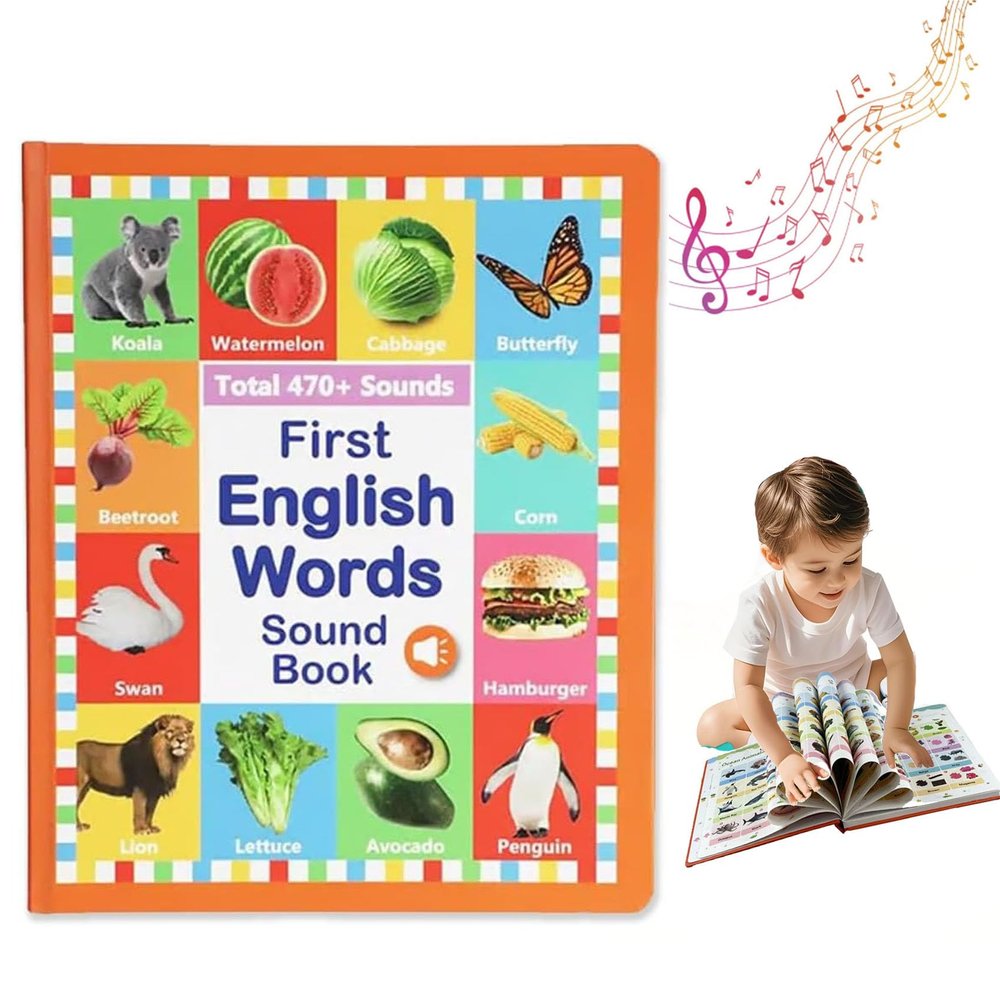 2025 New First English Words Sound Book 470+ Words,21 Themes,English Learning Talking Book for Kids 2-6 Years Old (1)