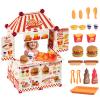 21 Pcs Toddler Hamburger Play Set, Pretend Play Cart Stall, Food Toys,with hot Dogs, Egg tarts, and Chicken Wings, for Children view 1