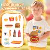 21 Pcs Toddler Hamburger Play Set, Pretend Play Cart Stall, Food Toys,with hot Dogs, Egg tarts, and Chicken Wings, for Children view 3
