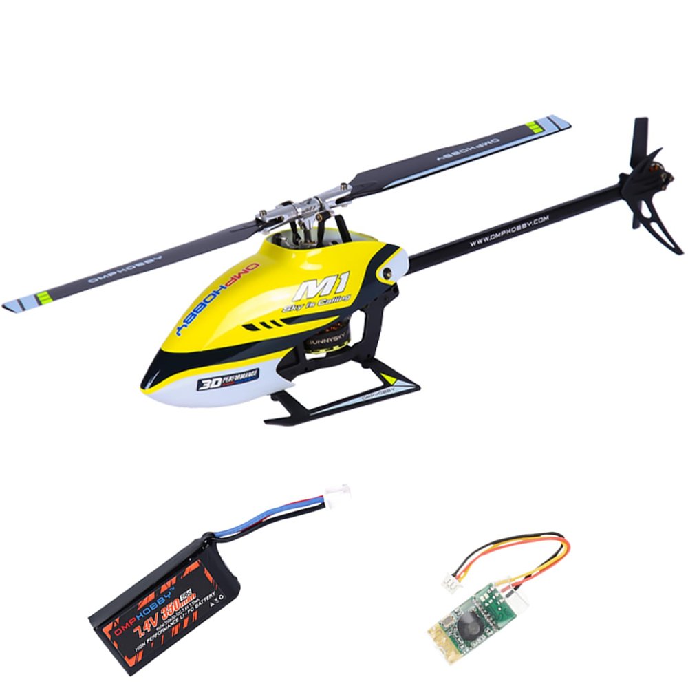 Buddy RC OMPHOBBY M1 V1 RC Helicopter for Adults - 6CH 3D Aerobatic RC Helicopters Outdoor with Dual Brushless Direct-Drive Motors, Outdoor Mini RC Aircraft for Advanced PilotsBNF Version, Yellow