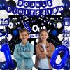 10th Birthday Decorations for Boys Girls, Blue Black Out Single Digits I'm 10 Birthday Party Decorations, Double Digits I'm 10 Banner, Foil Balloons 10, Banner, Balloons, Hanging Swirl, Birthday Card view 4