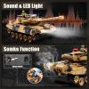 1/24 Remote Control Tank, 2.4Ghz Russian T-90 RC Tank & 330 Turret Rotation 2 Rechargeable Batteries Army Toys for Boys, Infrared Battle Toy with Lights, Smoke and Sound Effect Gift for 4+ Kids. view 4