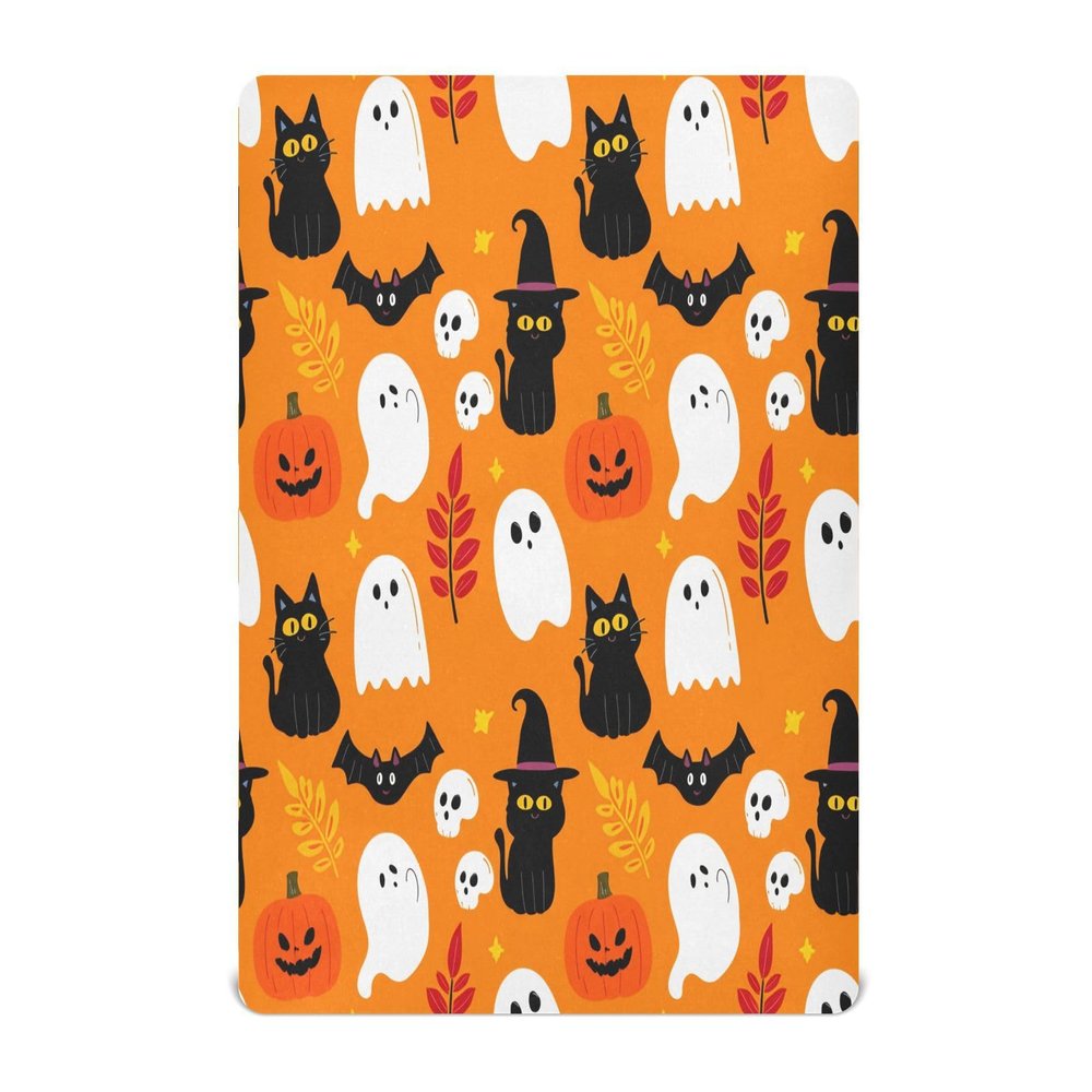 Kigai Halloween Boo Crib Sheet for Boys and Girls Jersey Knit Fitted Baby Sheet for Standard Crib Toddler Mattress Cozy Soft Breathable, 27x39 inch