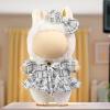 Clothes for LABUBU Doll (NO Doll), Luxury Chic Style 2-Piece Accessories for LABUBU 17cm Dolls, Premium Fashion Outfits for LABUBU - Bow Headdress + Plaid Tweed Dress (White) view 2