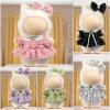 Clothes for LABUBU Doll (NO Doll), Luxury Chic Style 2-Piece Accessories for LABUBU 17cm Dolls, Premium Fashion Outfits for LABUBU - Bow Headdress + Plaid Tweed Dress (White) view 3