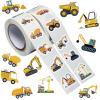 1000PCS Construction Vehicle Stickers Roll, 2 Rolls 10 Styles Self-Adhesive Stickers for Kids - Waterproof for Trucks, Excavators, Birthday Parties & Classroom Rewards (Vehicle Theme) view 1